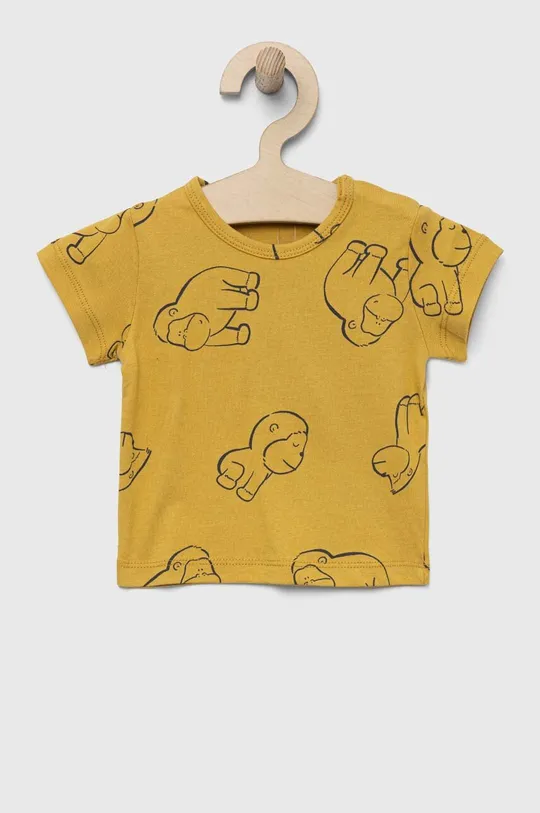 żółty United Colors of Benetton t-shirt bawełniany niemowlęcy Dziecięcy