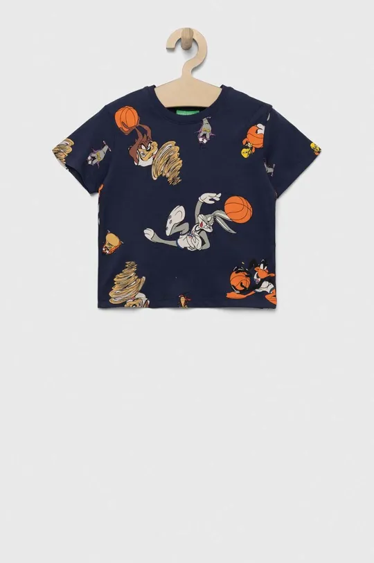 granatowy United Colors of Benetton t-shirt bawełniany dziecięcy x Space Jam Dziecięcy