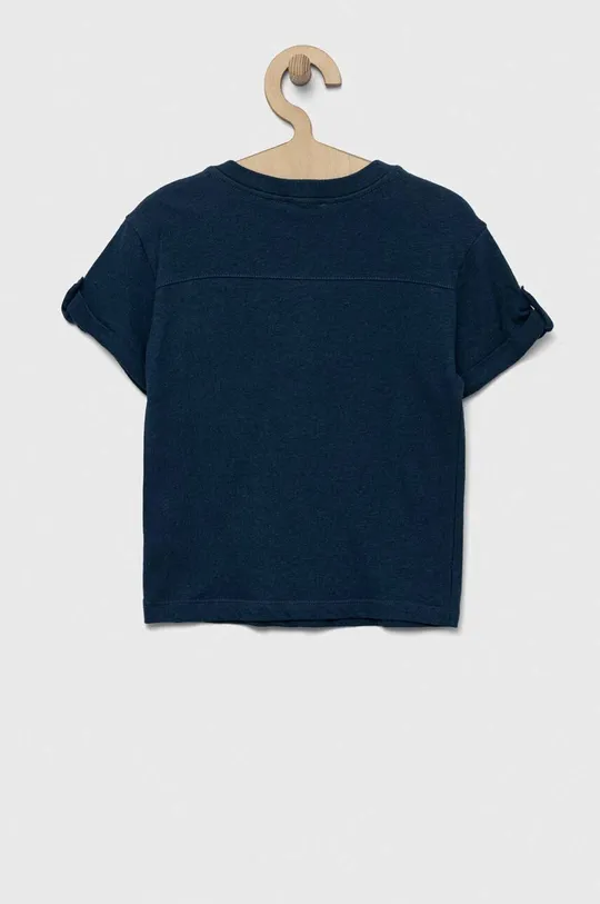 Μπλουζάκι με λινό μείγμα United Colors of Benetton σκούρο μπλε