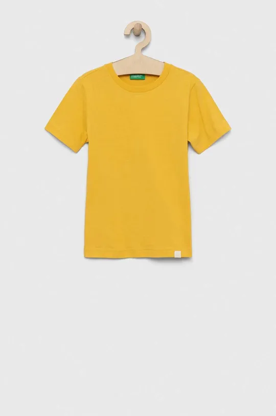 κίτρινο Παιδικό βαμβακερό μπλουζάκι United Colors of Benetton Παιδικά