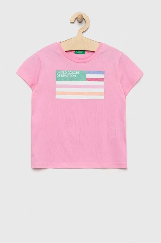 ροζ Παιδικό βαμβακερό μπλουζάκι United Colors of Benetton Παιδικά
