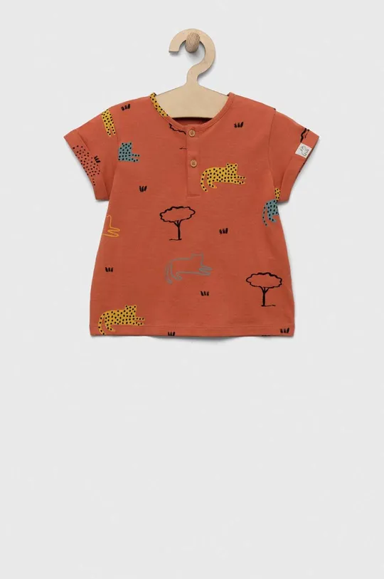 brązowy United Colors of Benetton t-shirt bawełniany niemowlęcy Dziecięcy
