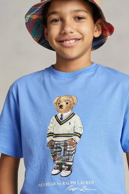 голубой Детская хлопковая футболка Polo Ralph Lauren