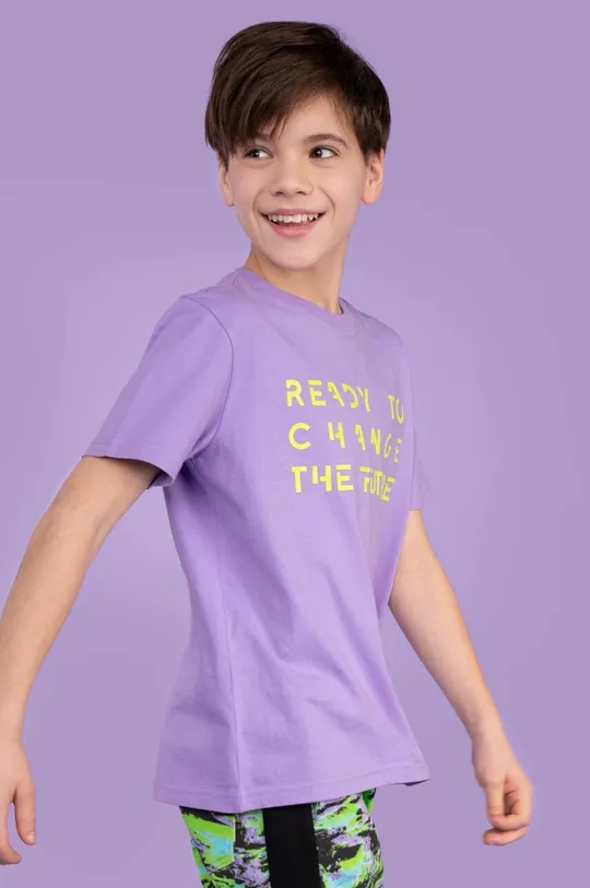 μωβ Παιδικό βαμβακερό μπλουζάκι Coccodrillo Παιδικά