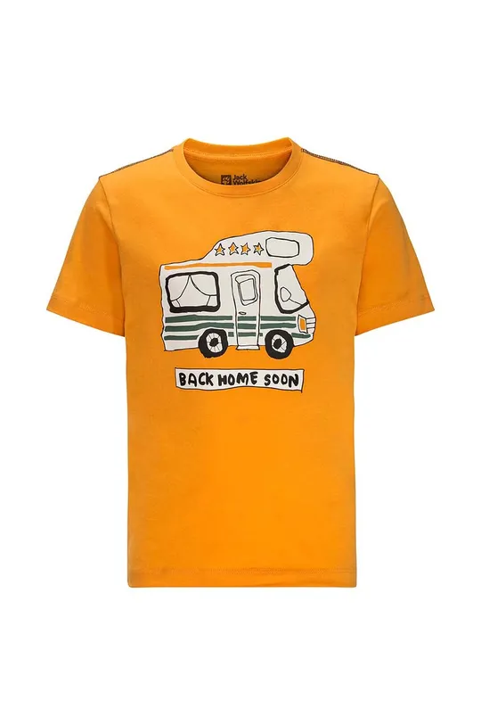 oranžna Otroška bombažna kratka majica Jack Wolfskin WOLF & VAN T B Otroški