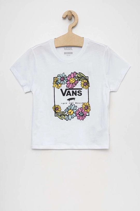 Παιδικό βαμβακερό μπλουζάκι Vans ELEVATED FLORAL CREW White λευκό