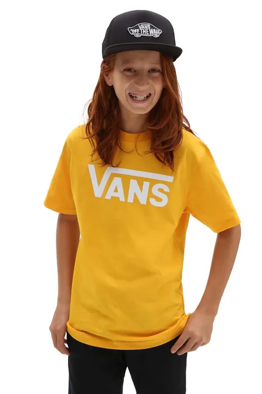 Παιδικό βαμβακερό μπλουζάκι Vans BY VANS CLASSIC BOYS OLD GOLD/WHITE Παιδικά