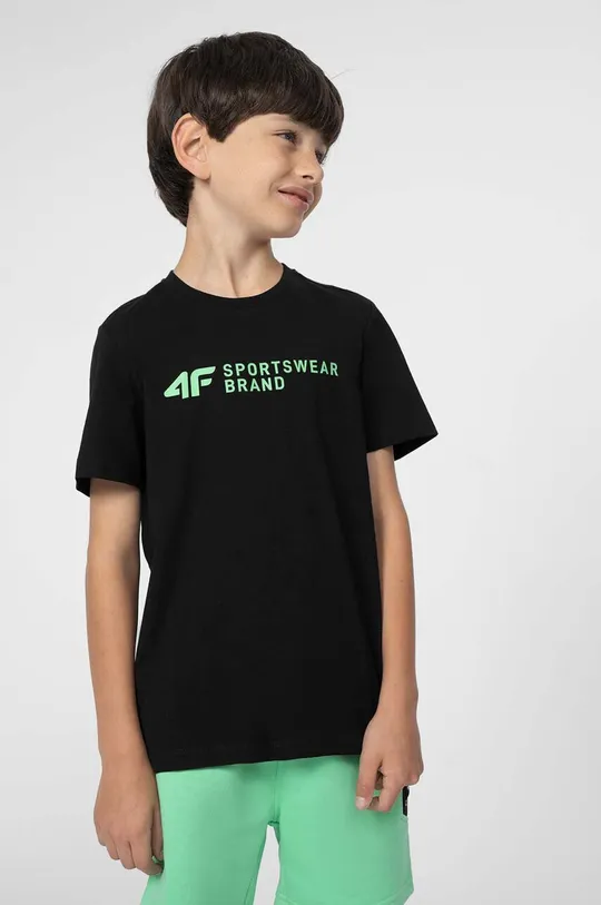 μαύρο Παιδικό βαμβακερό μπλουζάκι 4F Παιδικά