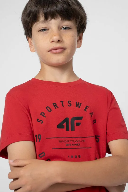 rdeča Otroška bombažna kratka majica 4F