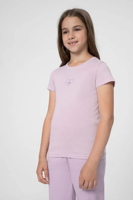 fioletowy 4F t-shirt bawełniany dziecięcy Dziecięcy