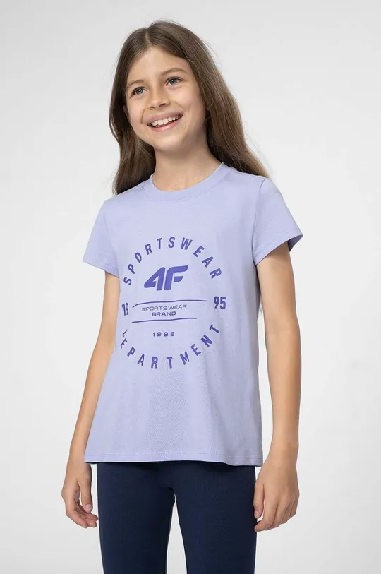 μωβ Παιδικό βαμβακερό μπλουζάκι 4F Παιδικά