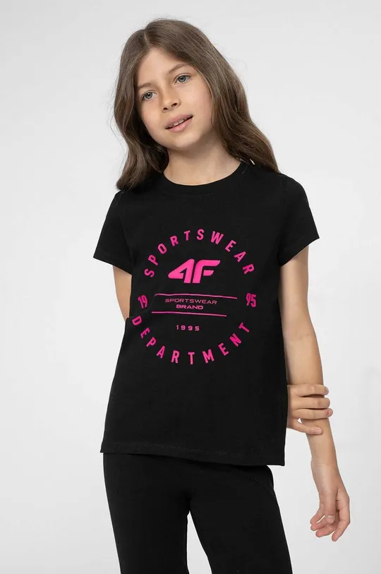 μαύρο Παιδικό βαμβακερό μπλουζάκι 4F Παιδικά
