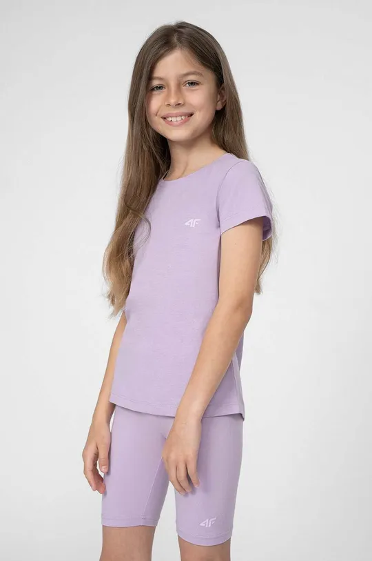 vijolična Otroška bombažna kratka majica 4F Otroški
