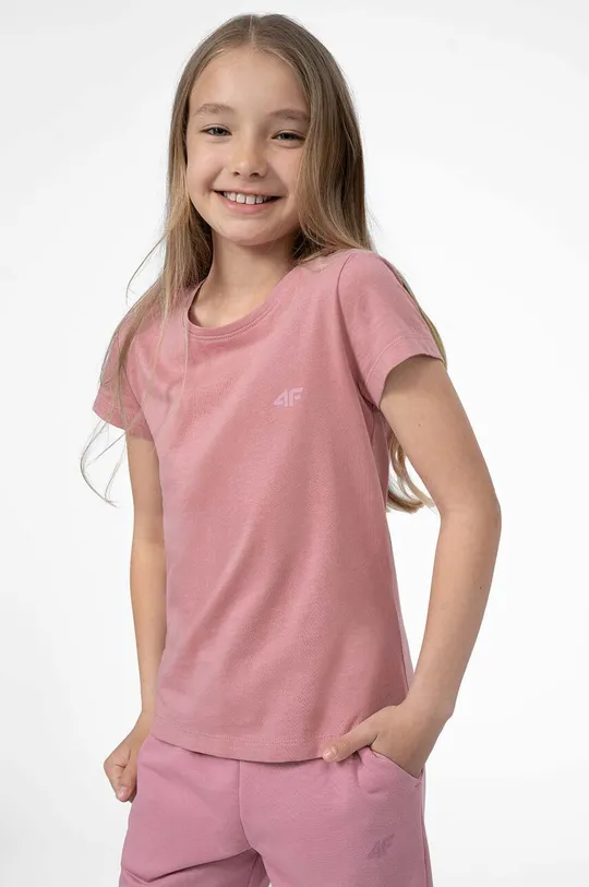 ροζ Παιδικό βαμβακερό μπλουζάκι 4F Παιδικά