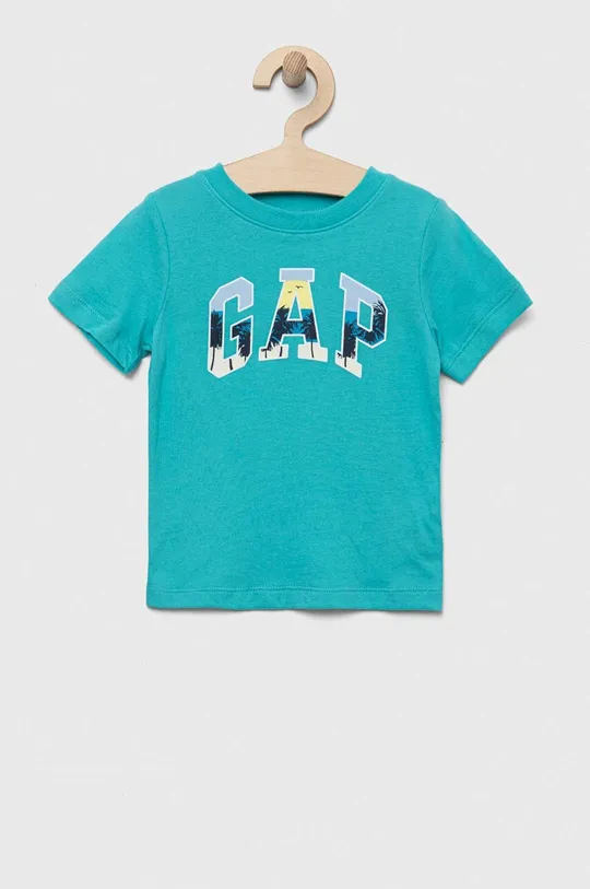 бирюзовый Детская хлопковая футболка GAP Детский