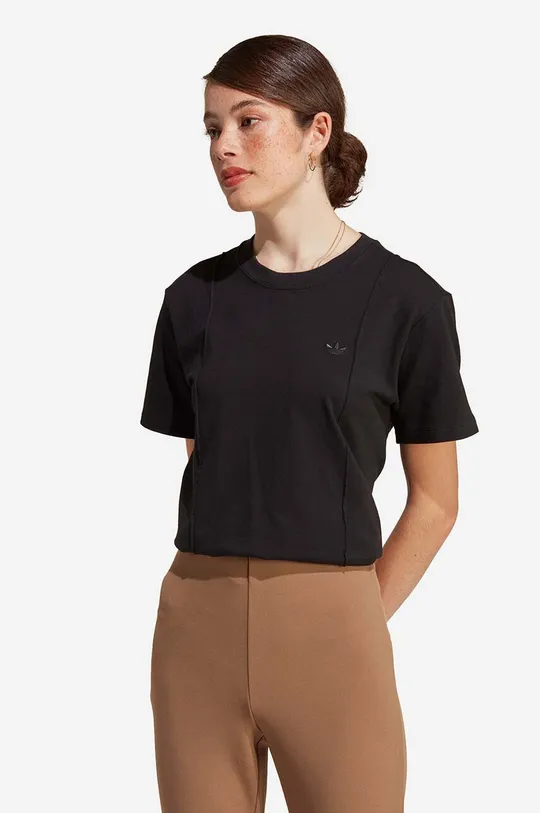 μαύρο Βαμβακερό μπλουζάκι adidas Originals IC5277 Γυναικεία