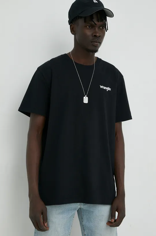 czarny Wrangler t-shirt bawełniany
