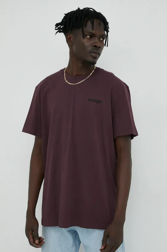 fioletowy Wrangler t-shirt bawełniany Męski