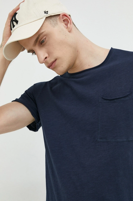 blu navy Solid t-shirt in cotone