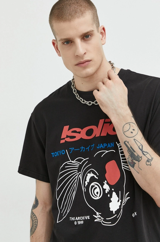 czarny Solid t-shirt bawełniany