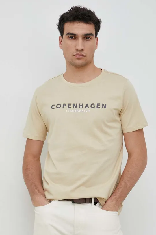 Бавовняна футболка Lindbergh бежевий