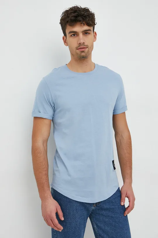 niebieski Calvin Klein Jeans t-shirt bawełniany Męski