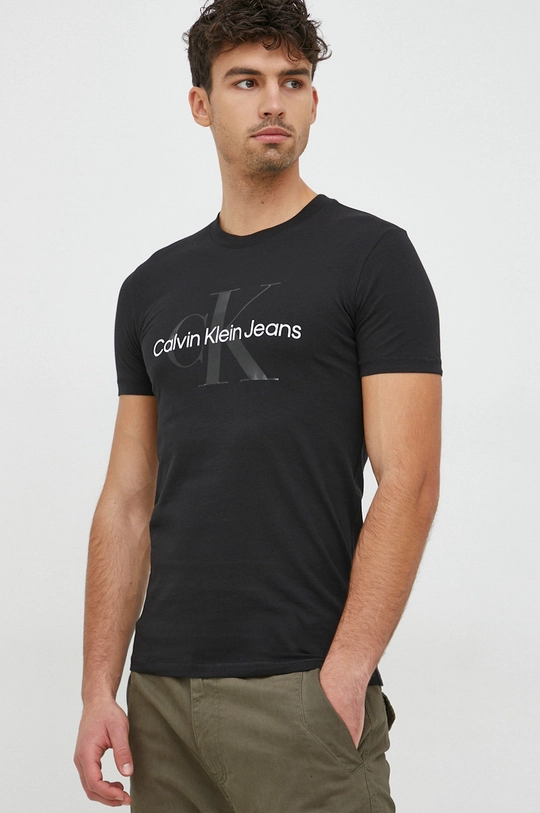 czarny Calvin Klein Jeans t-shirt bawełniany Męski