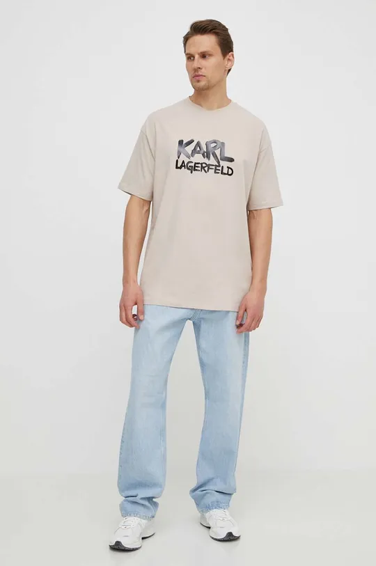 beżowy Karl Lagerfeld t-shirt Męski
