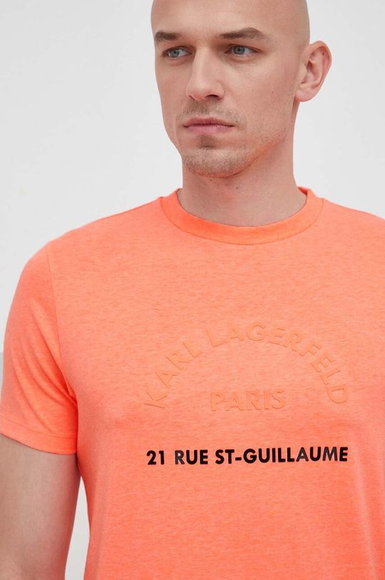 oranžová Bavlněné tričko Karl Lagerfeld Pánský