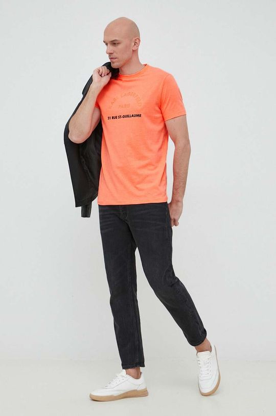 Bavlněné tričko Karl Lagerfeld oranžová