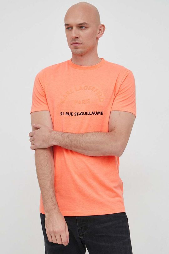 oranžová Bavlněné tričko Karl Lagerfeld