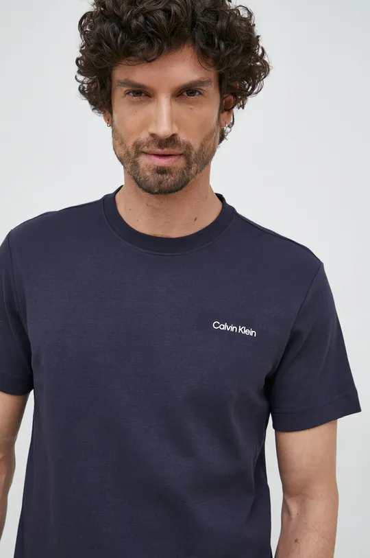 tmavomodrá Bavlnené tričko Calvin Klein