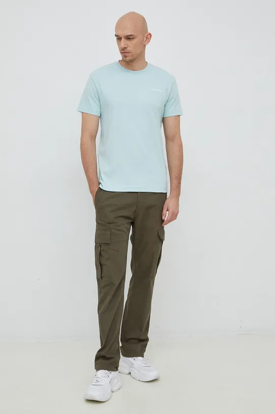 Βαμβακερό μπλουζάκι Calvin Klein πράσινο