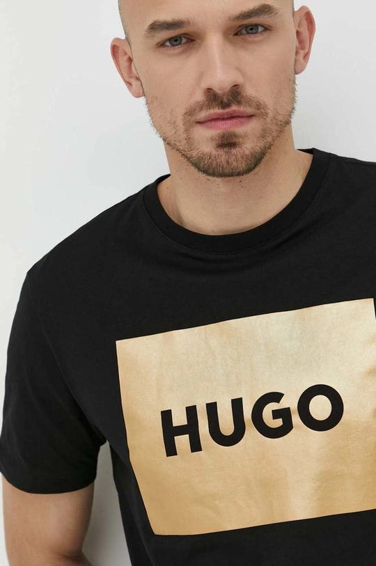 czarny HUGO t-shirt bawełniany