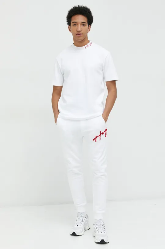 Bavlnené tričko HUGO biela