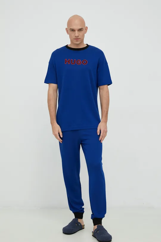 HUGO t-shirt lounge niebieski