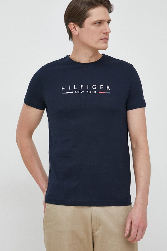 granatowy Tommy Hilfiger t-shirt bawełniany