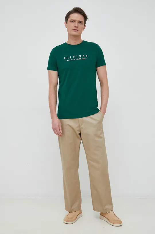 Pamučna majica Tommy Hilfiger zelena