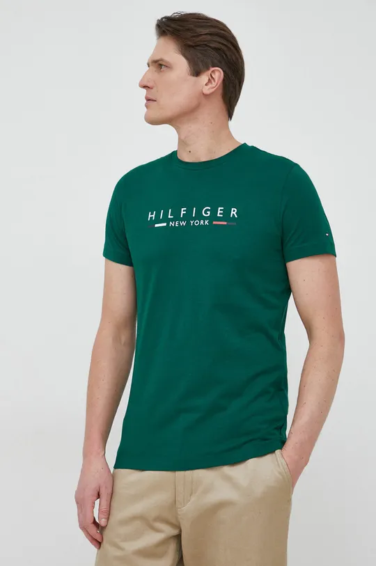 πράσινο Βαμβακερό μπλουζάκι Tommy Hilfiger
