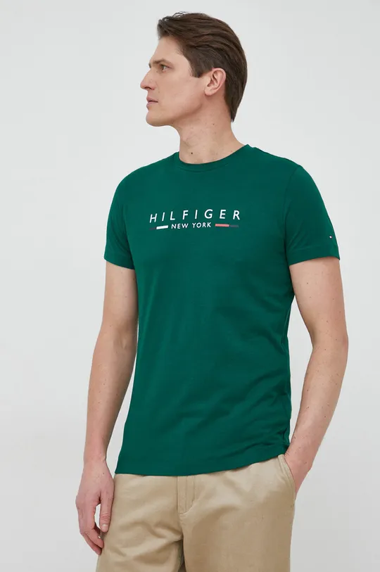 zielony Tommy Hilfiger t-shirt bawełniany