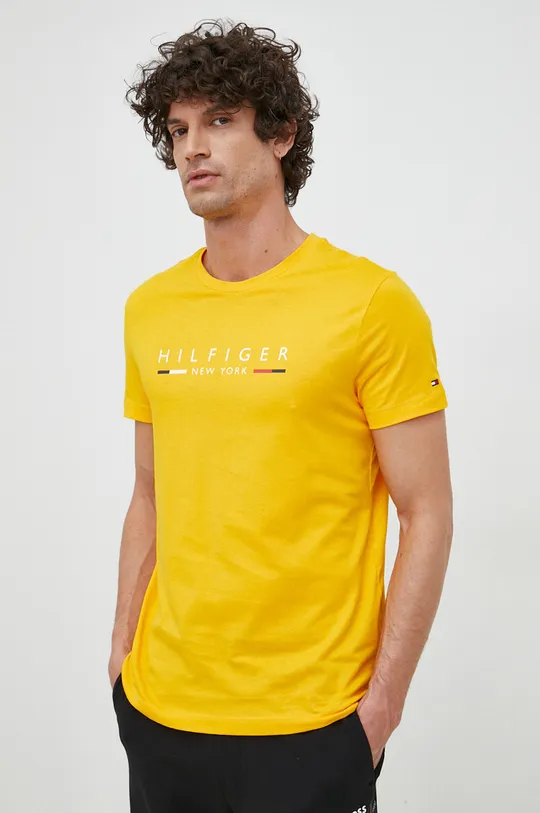 bursztynowy Tommy Hilfiger t-shirt bawełniany Męski