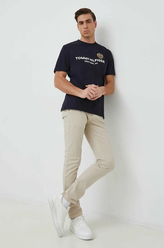 Tommy Hilfiger t-shirt bawełniany granatowy