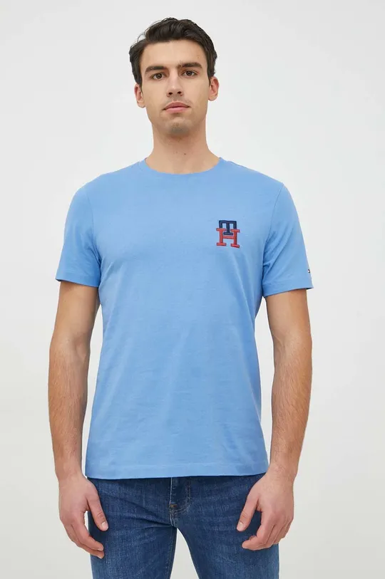 niebieski Tommy Hilfiger t-shirt bawełniany