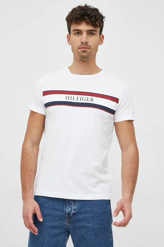 λευκό Βαμβακερό μπλουζάκι Tommy Hilfiger Ανδρικά