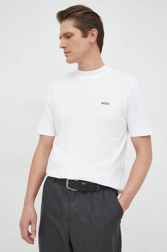 λευκό Βαμβακερό μπλουζάκι BOSS BOSS ORANGE Ανδρικά
