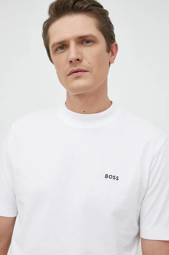 λευκό Βαμβακερό μπλουζάκι BOSS BOSS ORANGE