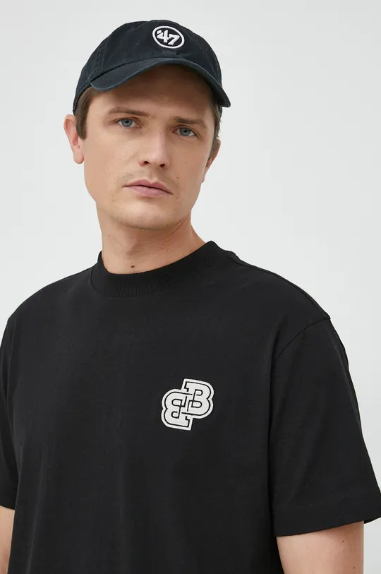 czarny BOSS t-shirt bawełniany BOSS ORANGE Męski