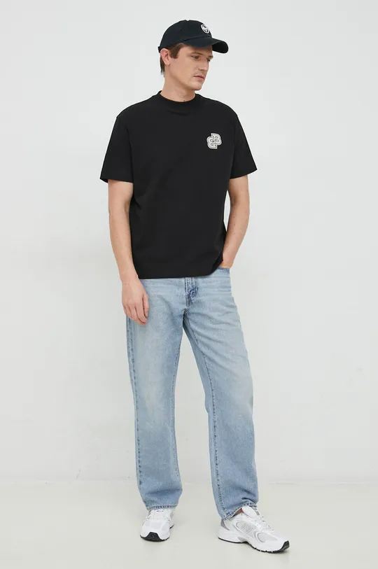 Βαμβακερό μπλουζάκι BOSS BOSS ORANGE μαύρο