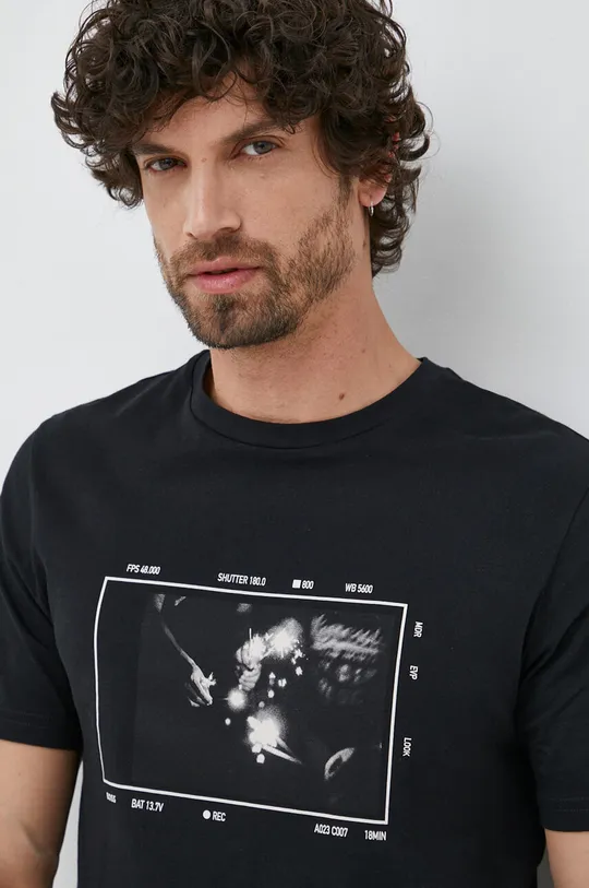 czarny BOSS t-shirt bawełniany BOSS ORANGE
