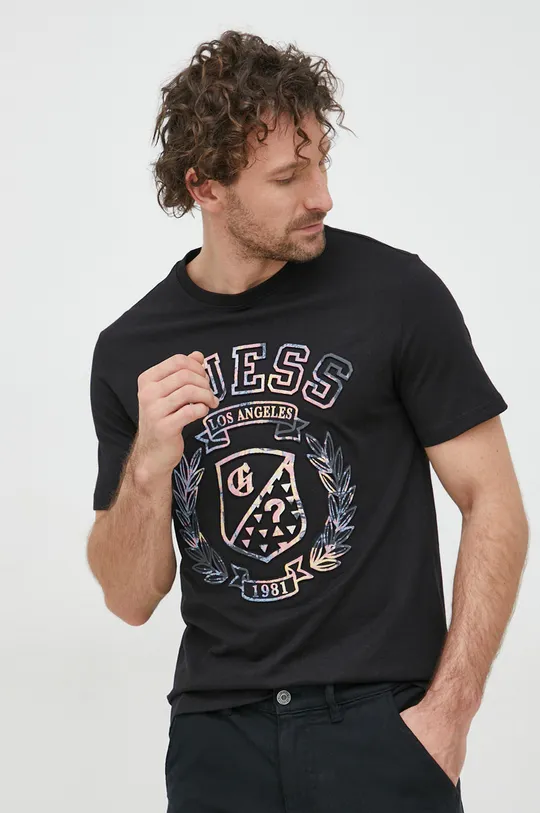 czarny Guess t-shirt bawełniany